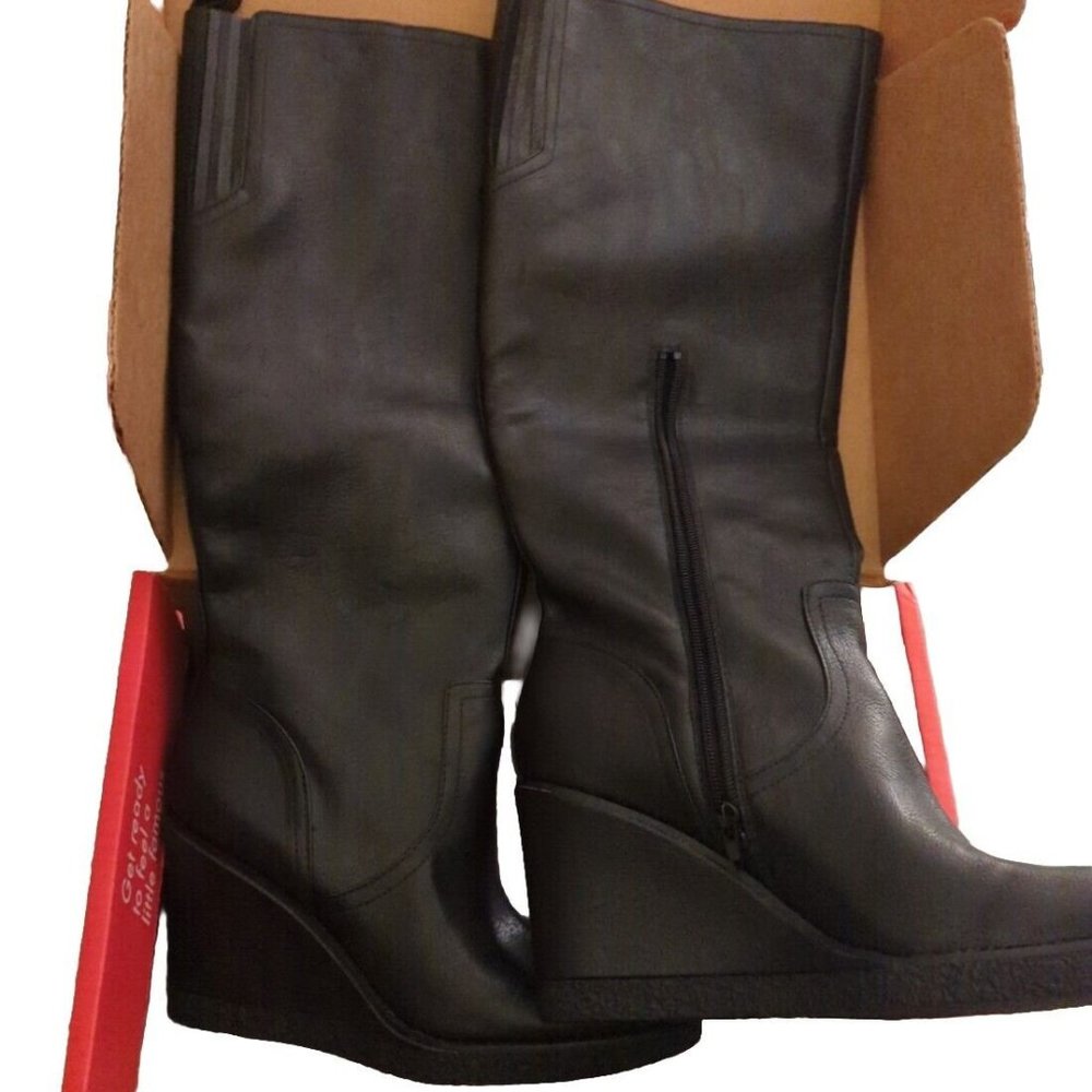 BRAND NEW  Womens Wedge boots Iggy-Wc Boots Mid Calf High Heel 3" - Brown